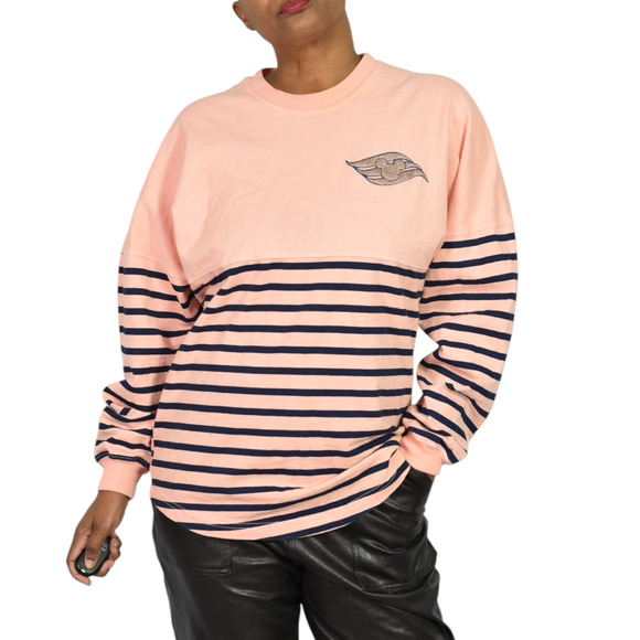 Walt Disney Cruise Line Spirit Jersey Pink Stripe Pullover Blue Mickey Mouse XS - Picture 1 of 14